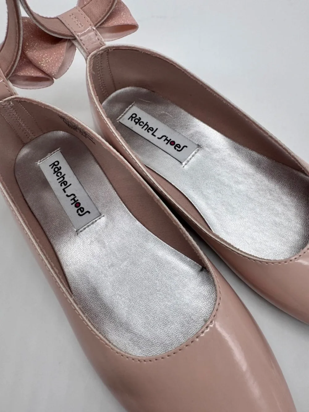 Rachel Shoes Janet Blush Pink Patent Mary Jane Bow Flats Size 3M NWOT